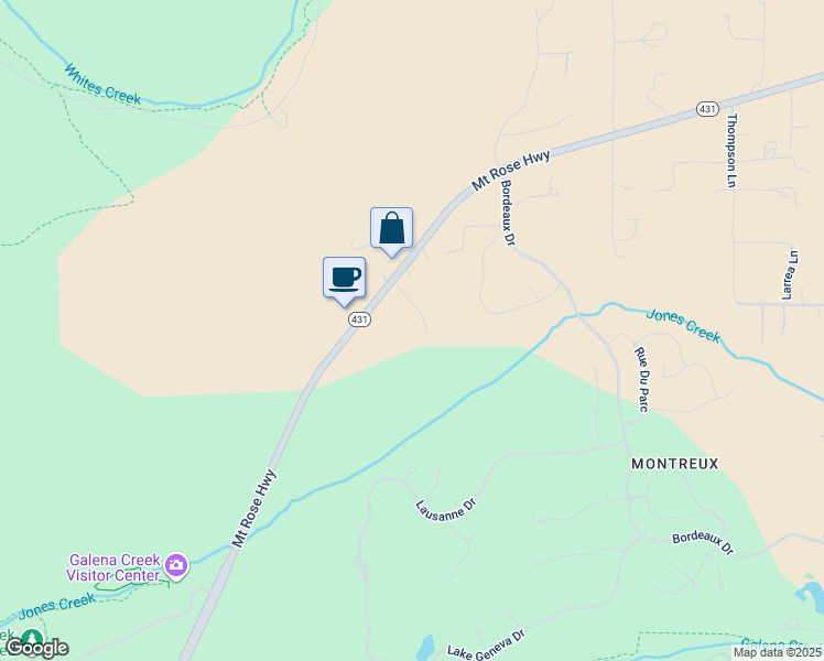 map of restaurants, bars, coffee shops, grocery stores, and more near 16919 Mount Rose Highway in Reno