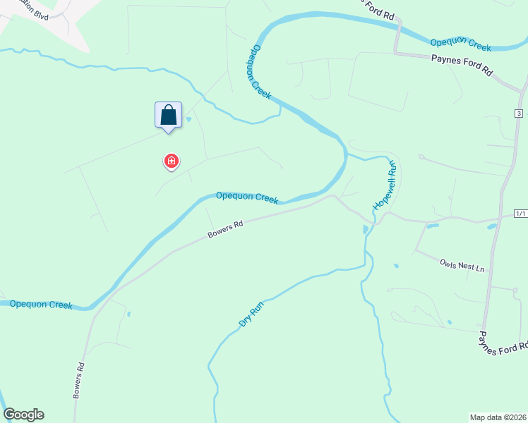map of restaurants, bars, coffee shops, grocery stores, and more near 1601 Bowers Road in Kearneysville