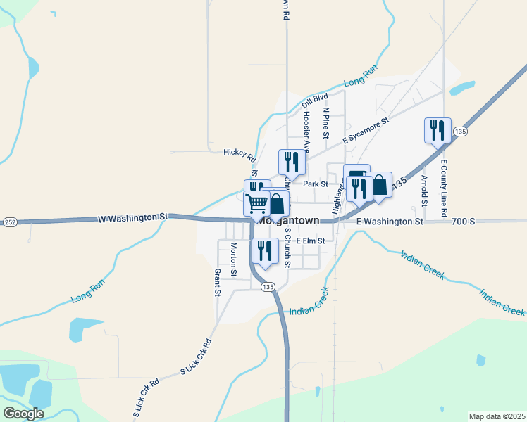 map of restaurants, bars, coffee shops, grocery stores, and more near 179 North Cross Street in Morgantown