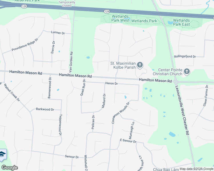 map of restaurants, bars, coffee shops, grocery stores, and more near 7234 Mallard Drive in Butler County