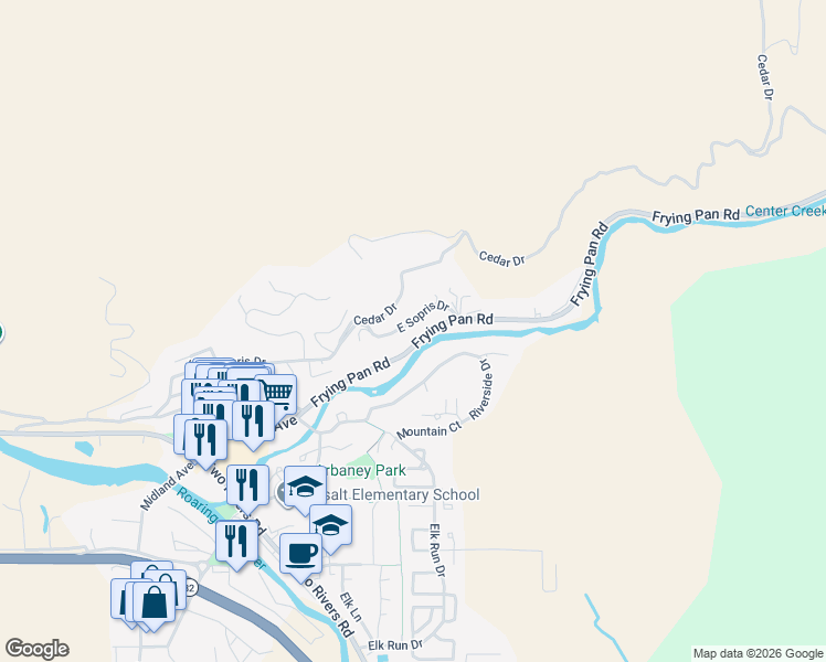map of restaurants, bars, coffee shops, grocery stores, and more near 635 East Sopris Drive in Basalt