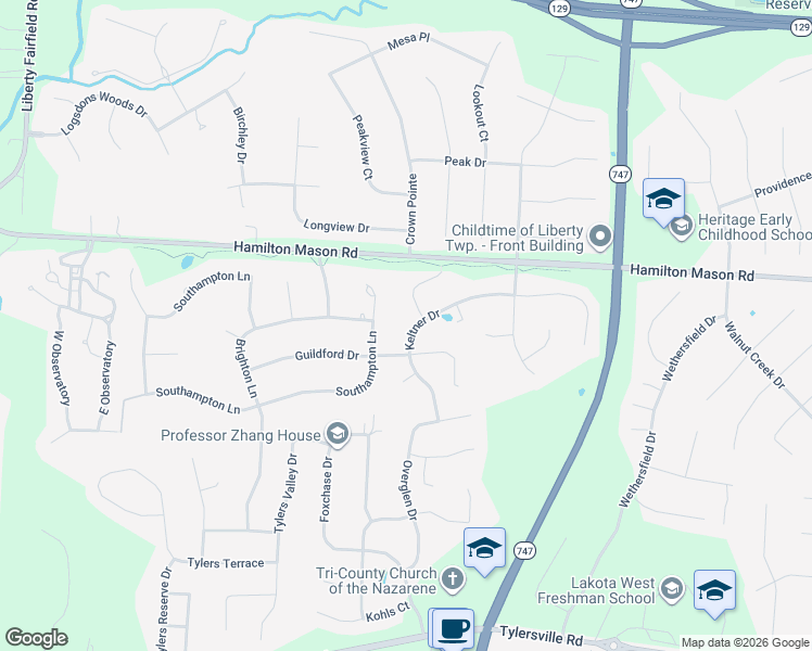 map of restaurants, bars, coffee shops, grocery stores, and more near 7271 Keltner Drive in Butler County