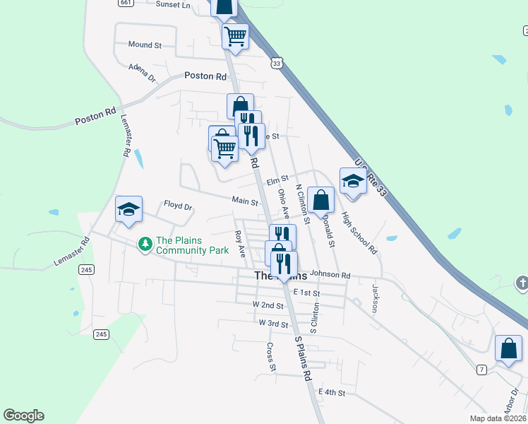 map of restaurants, bars, coffee shops, grocery stores, and more near 4 Campbell Street in The Plains