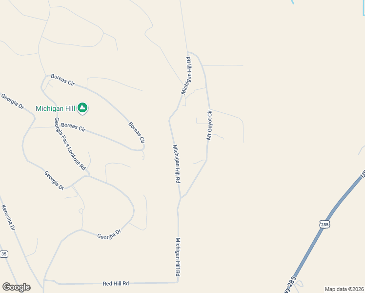 map of restaurants, bars, coffee shops, grocery stores, and more near 2350 Michigan Hill Road in Jefferson