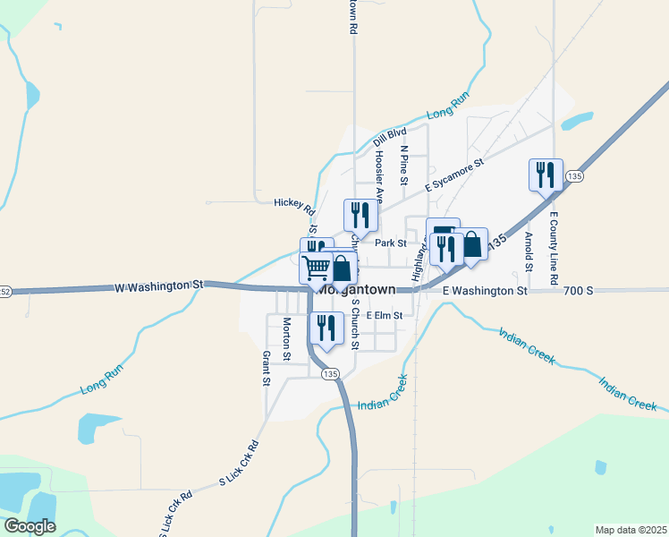 map of restaurants, bars, coffee shops, grocery stores, and more near 179 North Cross Street in Morgantown