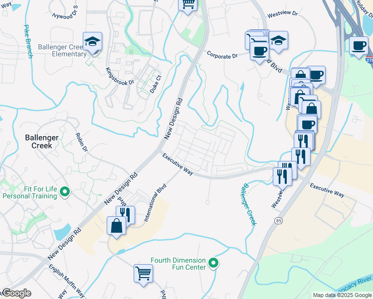 map of restaurants, bars, coffee shops, grocery stores, and more near 7103 Delegate Place in Frederick