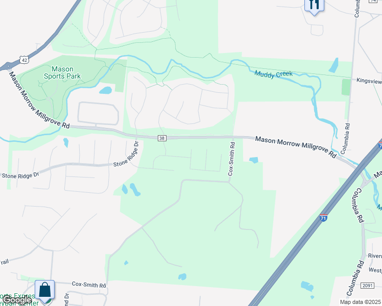 map of restaurants, bars, coffee shops, grocery stores, and more near 2678 Red Tail Ln. in Mason