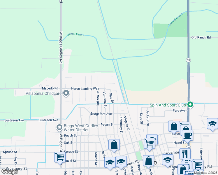 map of restaurants, bars, coffee shops, grocery stores, and more near 760 Heron Landing Way in Gridley