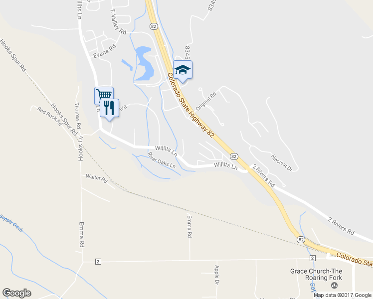 map of restaurants, bars, coffee shops, grocery stores, and more near 20 Widget Street in El Jebel