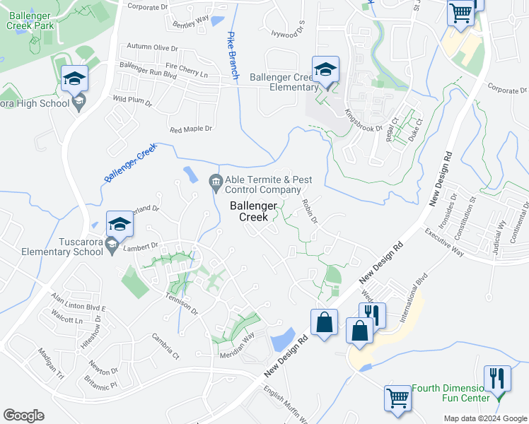 map of restaurants, bars, coffee shops, grocery stores, and more near 6690 Canada Goose Court in Frederick