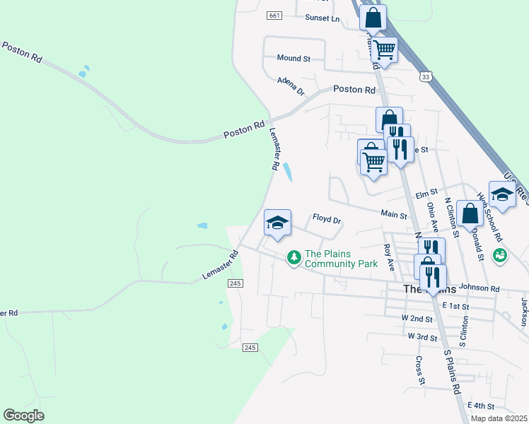 map of restaurants, bars, coffee shops, grocery stores, and more near 7755 Lemaster Road in Athens