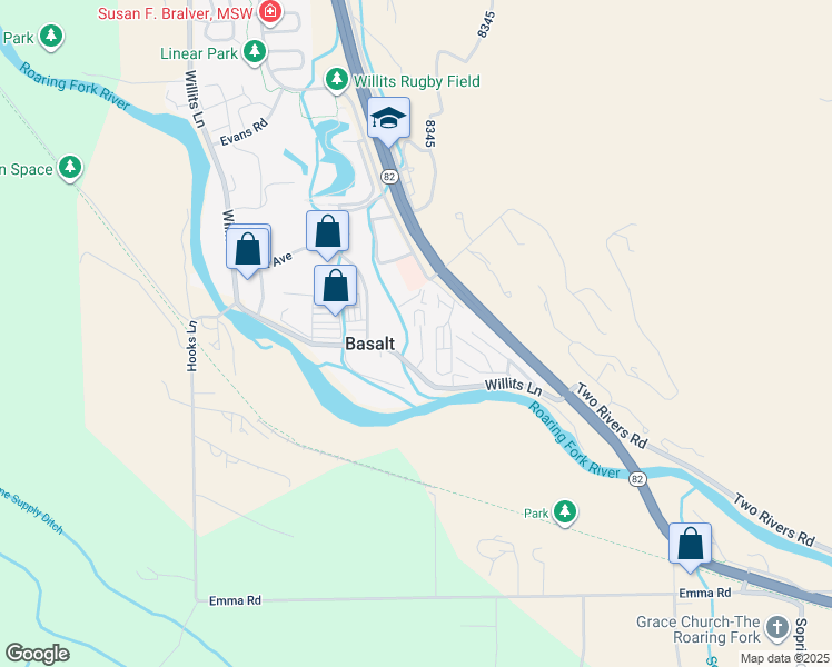 map of restaurants, bars, coffee shops, grocery stores, and more near 20 Widget Street in El Jebel