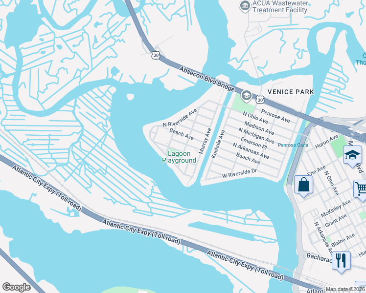map of restaurants, bars, coffee shops, grocery stores, and more near 2114 Hamilton Avenue in Atlantic City