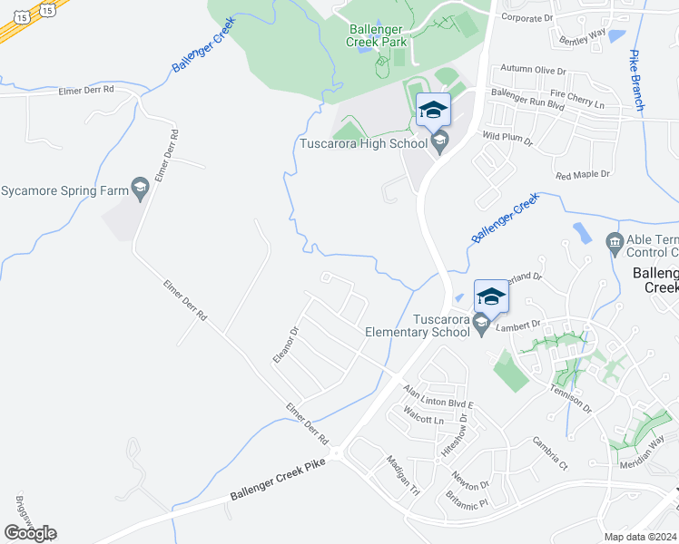 map of restaurants, bars, coffee shops, grocery stores, and more near 5035 Wesley Square in Frederick