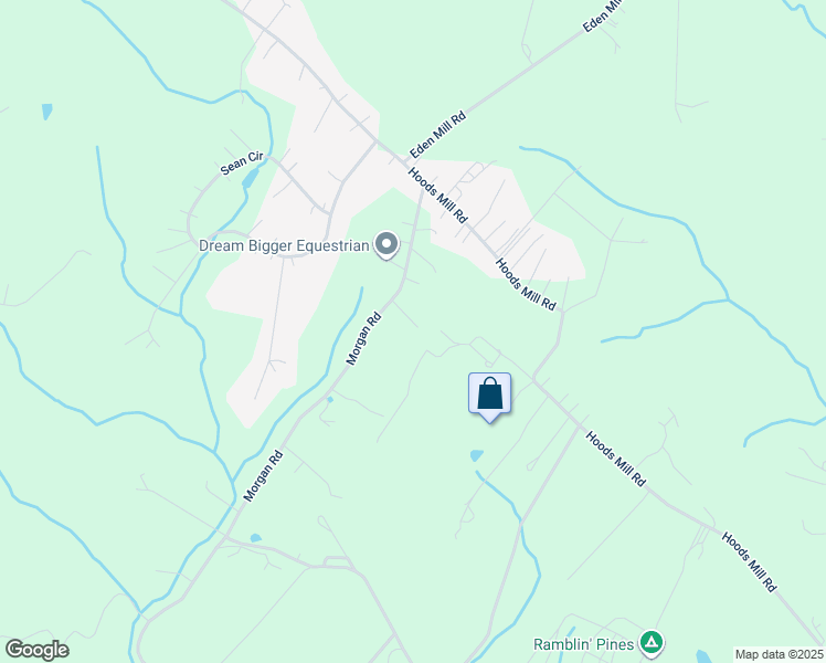 map of restaurants, bars, coffee shops, grocery stores, and more near 7307 Morgan Road in Woodbine