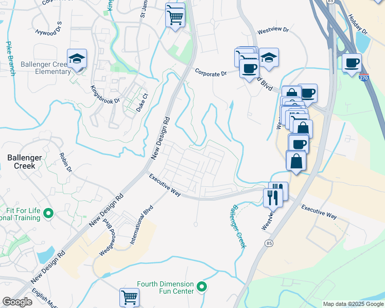 map of restaurants, bars, coffee shops, grocery stores, and more near 5135 Constitution Street in Frederick