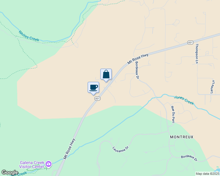 map of restaurants, bars, coffee shops, grocery stores, and more near 16770 Mount Rose Highway in Reno