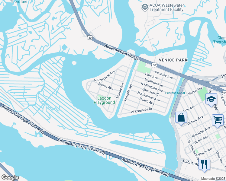 map of restaurants, bars, coffee shops, grocery stores, and more near 2114 Hamilton Avenue in Atlantic City