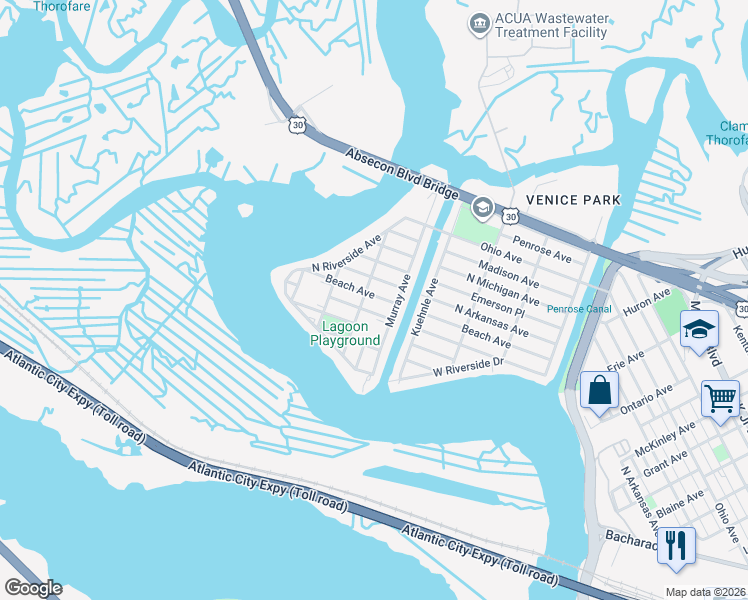 map of restaurants, bars, coffee shops, grocery stores, and more near 2114 Hamilton Avenue in Atlantic City