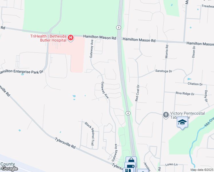 map of restaurants, bars, coffee shops, grocery stores, and more near 18 Fall Wood Drive in Hamilton