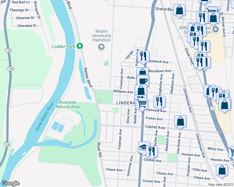 map of restaurants, bars, coffee shops, grocery stores, and more near 235 Williams Ave in Hamilton