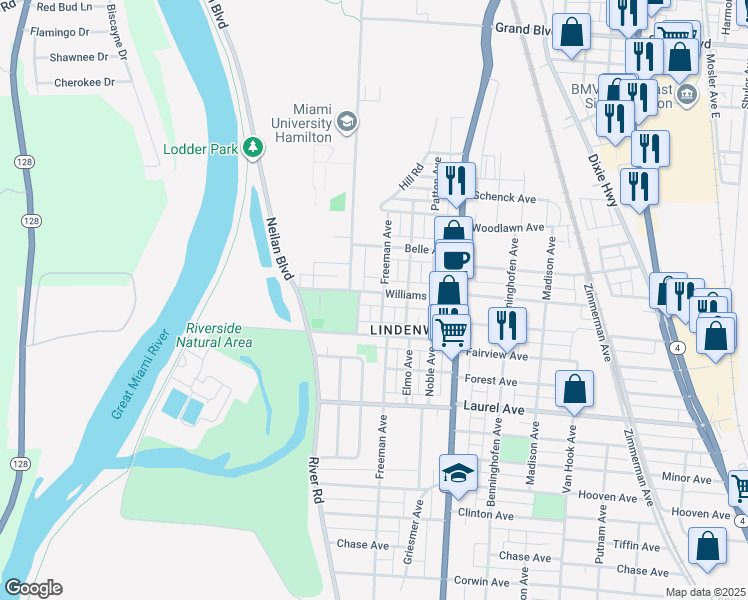 map of restaurants, bars, coffee shops, grocery stores, and more near 235 Williams Avenue in Hamilton