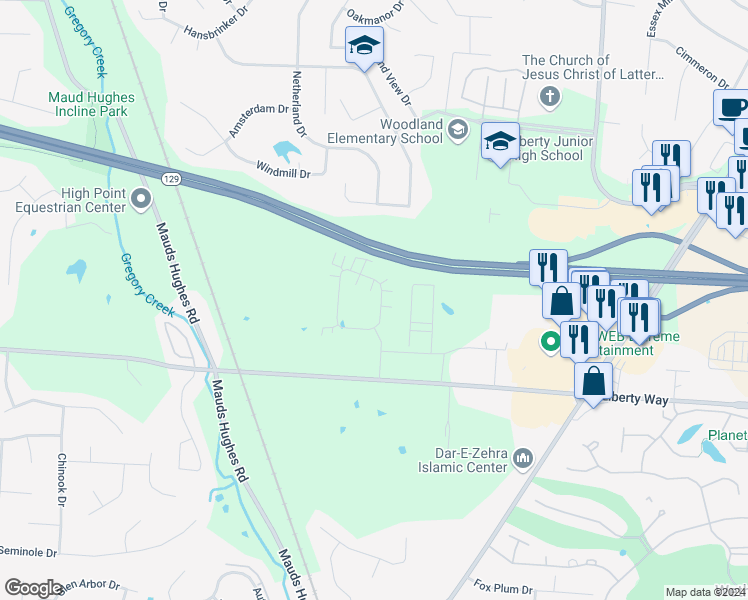 map of restaurants, bars, coffee shops, grocery stores, and more near 6670 Liberty Circle in Butler County