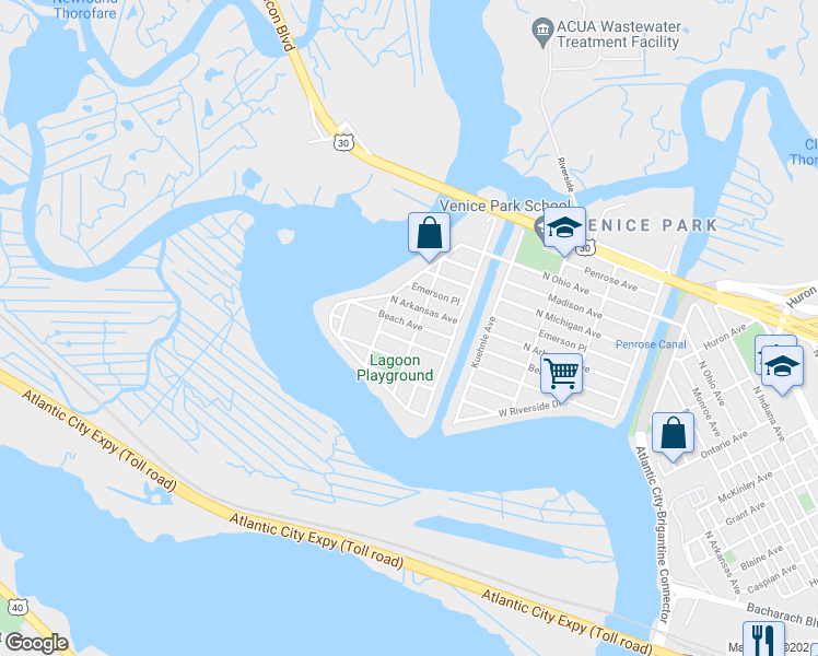 map of restaurants, bars, coffee shops, grocery stores, and more near 2114 Hamilton Avenue in Atlantic City