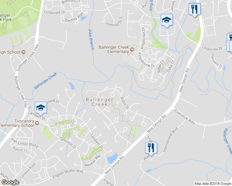 map of restaurants, bars, coffee shops, grocery stores, and more near 6706 Black Duck Court in Frederick