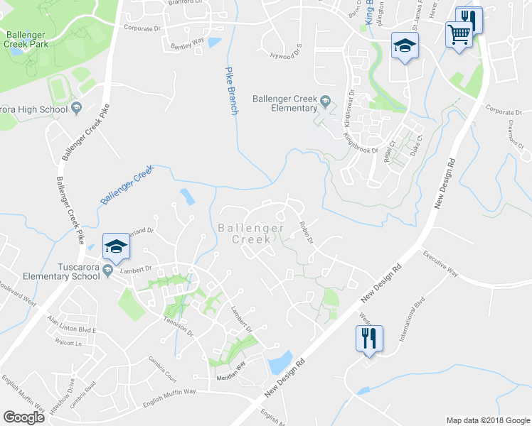 map of restaurants, bars, coffee shops, grocery stores, and more near 6713 Black Duck Court in Frederick