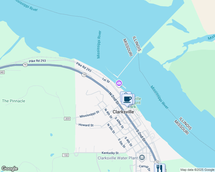 map of restaurants, bars, coffee shops, grocery stores, and more near 406 North 2nd Street in Clarksville