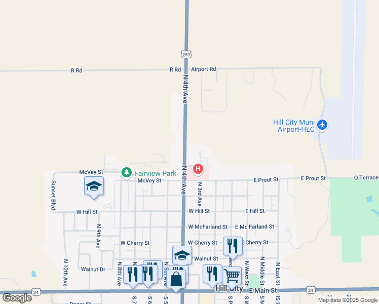 map of restaurants, bars, coffee shops, grocery stores, and more near 941-991 North 4th Avenue in Hill City