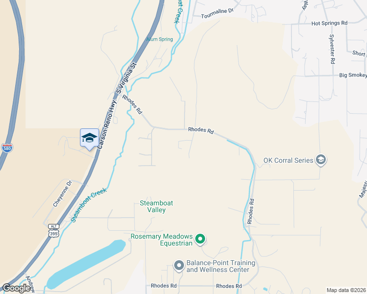 map of restaurants, bars, coffee shops, grocery stores, and more near 95 Ox-Yoke Lane in Reno