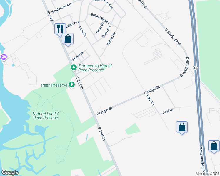 map of restaurants, bars, coffee shops, grocery stores, and more near 62 McArthur Court in Millville