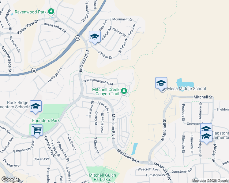 map of restaurants, bars, coffee shops, grocery stores, and more near 5608 East Prescott Avenue in Castle Rock