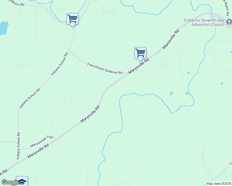 map of restaurants, bars, coffee shops, grocery stores, and more near 9652 Marysville Road in Dobbins