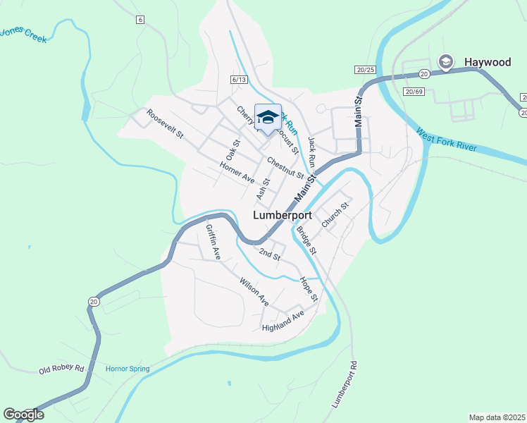 map of restaurants, bars, coffee shops, grocery stores, and more near in Lumberport