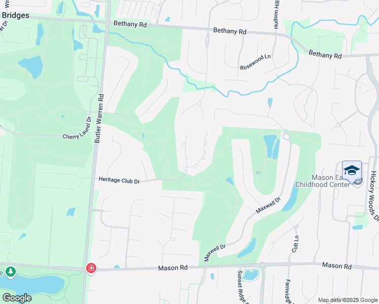 map of restaurants, bars, coffee shops, grocery stores, and more near 6598 Heritage Club Drive in Mason