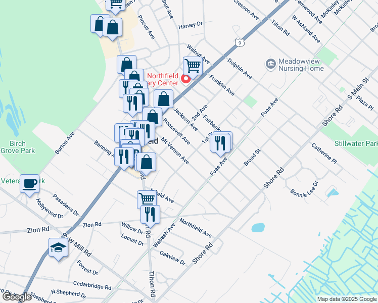 map of restaurants, bars, coffee shops, grocery stores, and more near 321 Mount Vernon Avenue in Northfield
