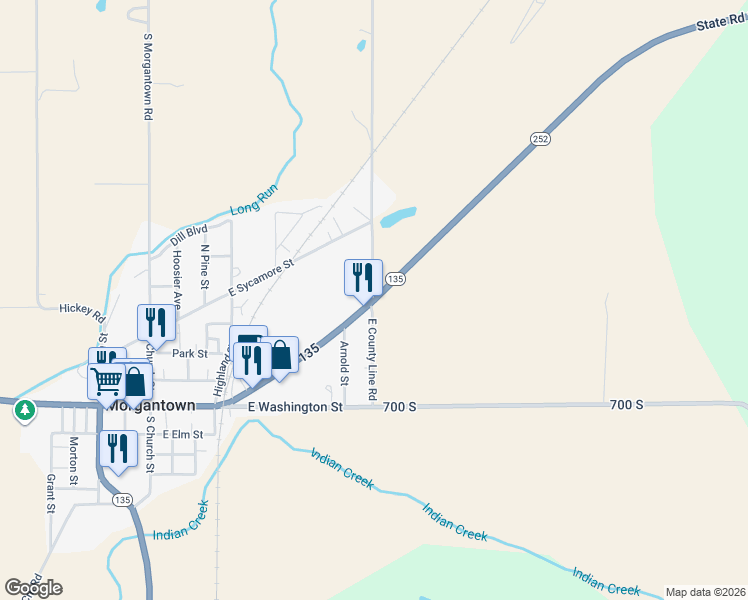 map of restaurants, bars, coffee shops, grocery stores, and more near South 800 West in Morgantown