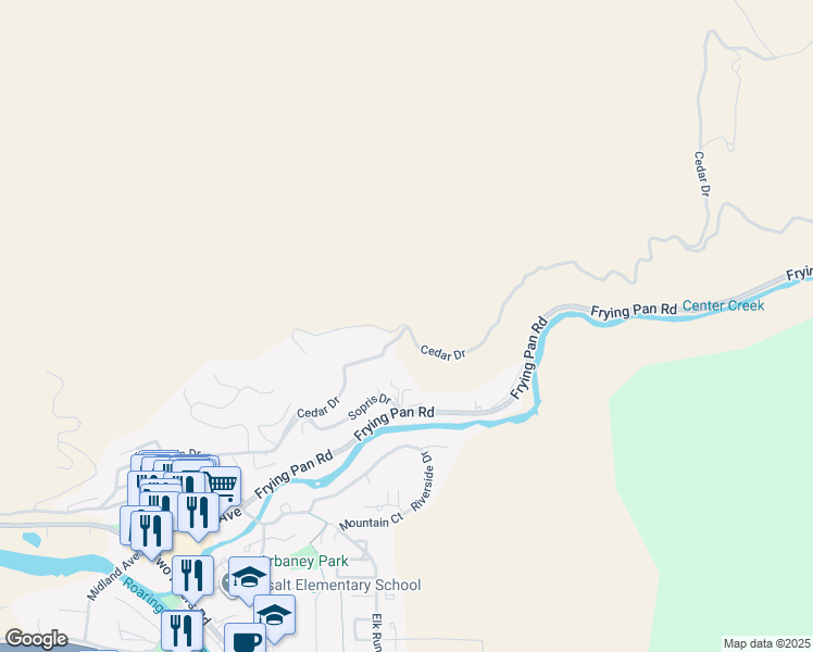 map of restaurants, bars, coffee shops, grocery stores, and more near 201 Pinon Drive in Basalt