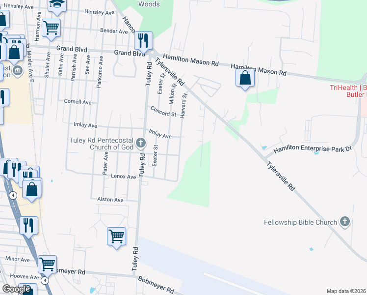 map of restaurants, bars, coffee shops, grocery stores, and more near 1934 Harvard Street in Hamilton