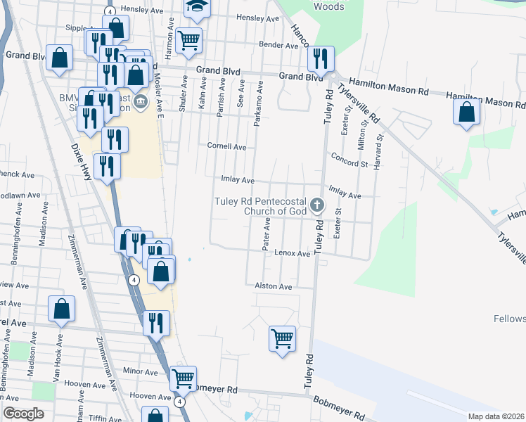 map of restaurants, bars, coffee shops, grocery stores, and more near 1945 Pater Avenue in Hamilton
