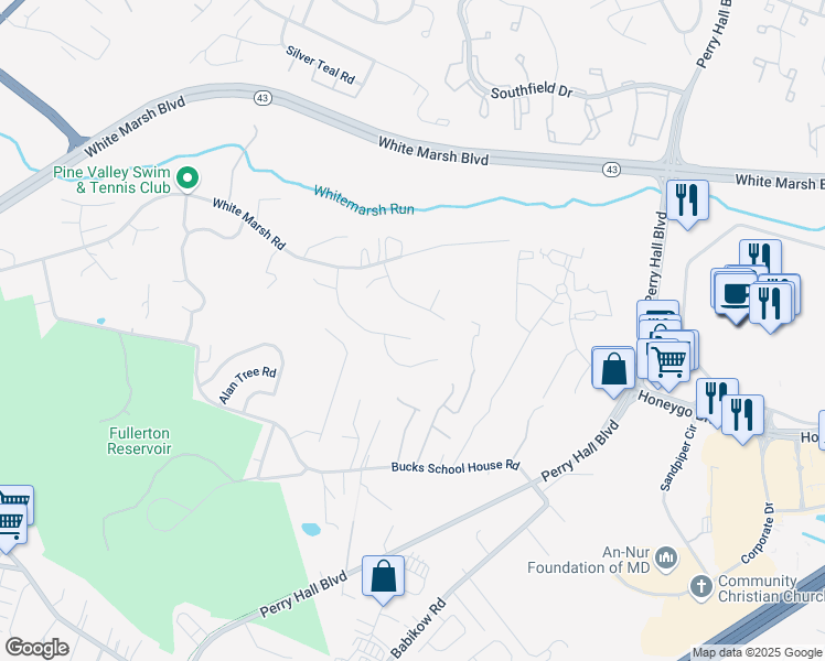 map of restaurants, bars, coffee shops, grocery stores, and more near 29 Broadbridge Road in Rosedale