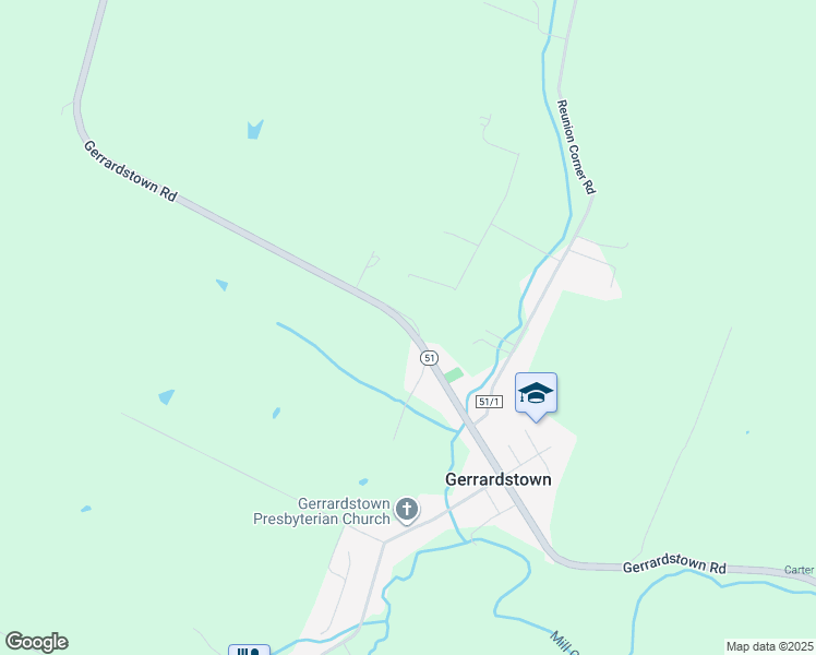 map of restaurants, bars, coffee shops, grocery stores, and more near West Virginia 51 in Gerrardstown