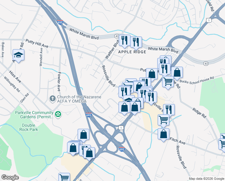 map of restaurants, bars, coffee shops, grocery stores, and more near 23 Bridgeview Court in Nottingham