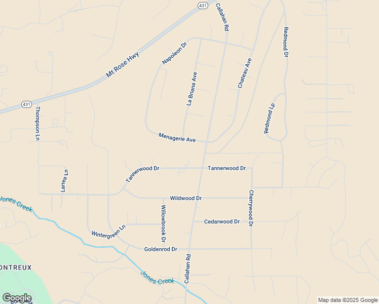 map of restaurants, bars, coffee shops, grocery stores, and more near 15245 Callahan Road in Reno