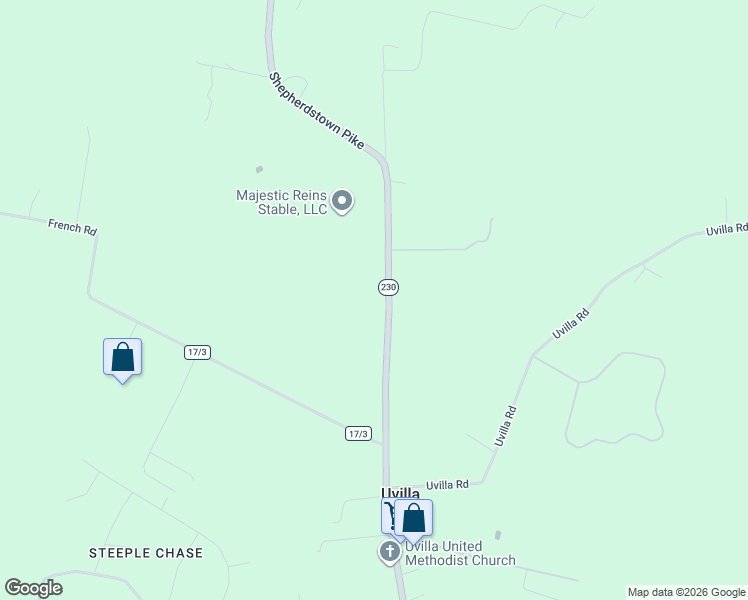 map of restaurants, bars, coffee shops, grocery stores, and more near 4789 Shepherdstown Pike in Shenandoah Junction