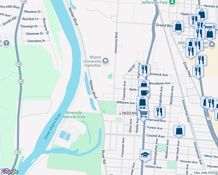 map of restaurants, bars, coffee shops, grocery stores, and more near 147 Belle Avenue in Hamilton