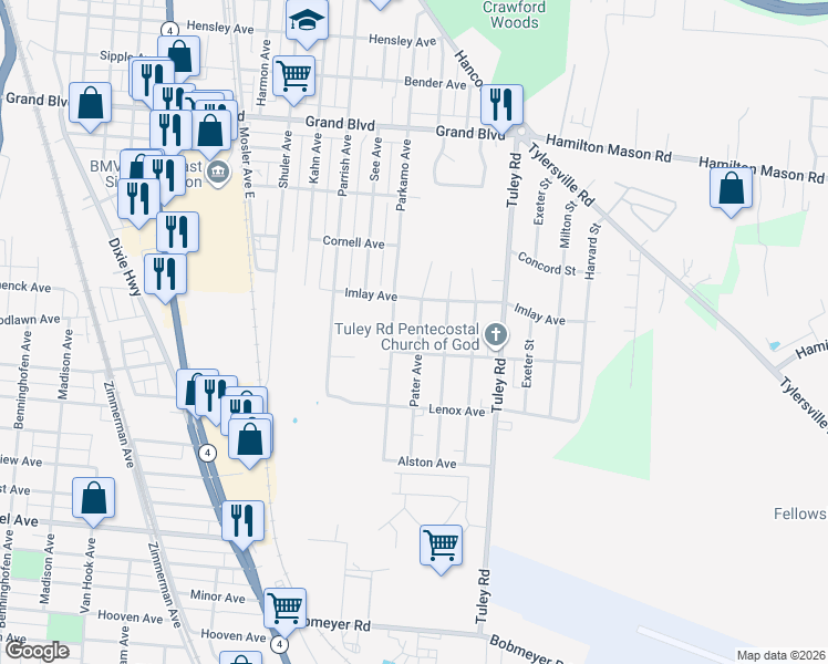 map of restaurants, bars, coffee shops, grocery stores, and more near 1945 Pater Avenue in Hamilton